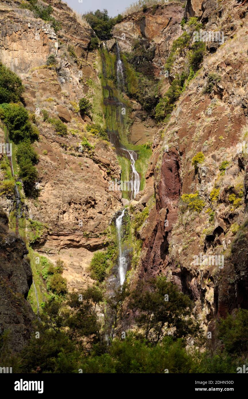 Wasserfall in Ribeira Seca Schlucht, Paul do Mar Stockfoto