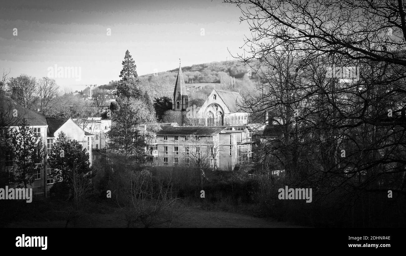 Stadtbilder von Bath England in schwarz und weiß Stockfoto