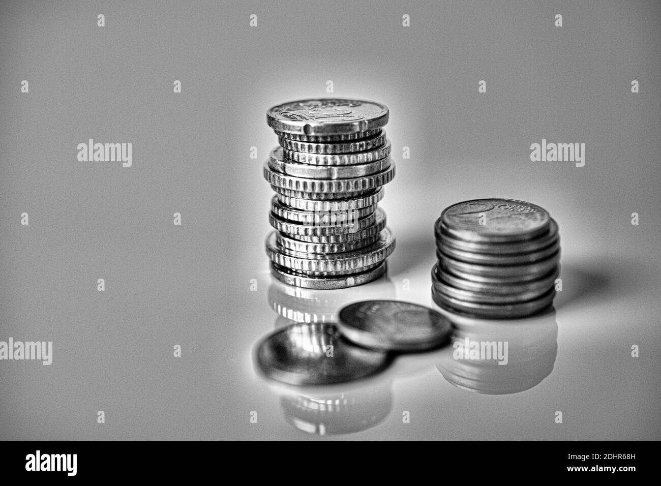 Stapel von Münzen, Stapel von Euro-Münzen Stockfoto
