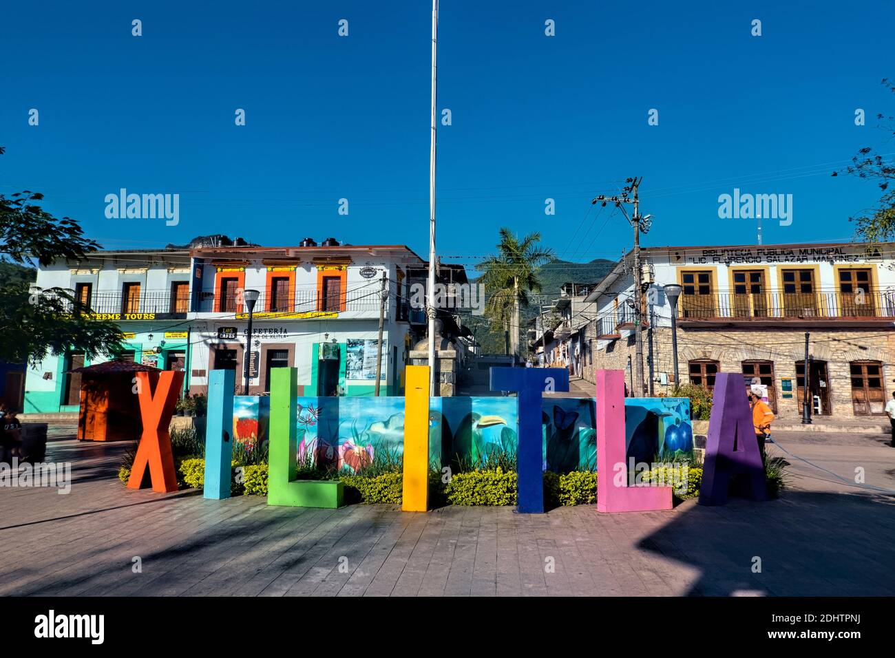 Der hauptplatz im charmanten Xilitla, San Luis Potosi, Mexiko Stockfoto