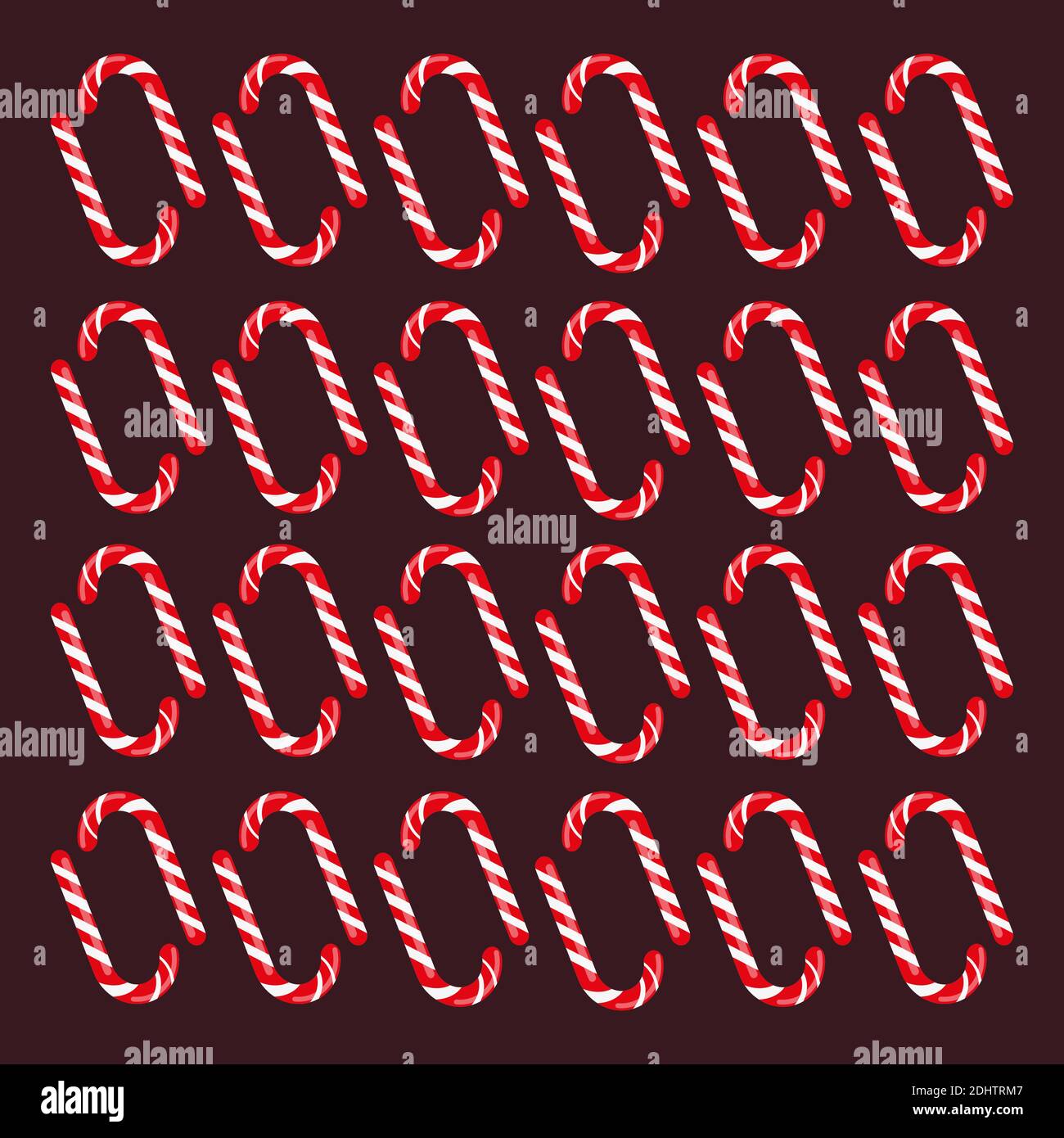 Rot und weiß gestreifte Candy Canes auf einem Schokoladenhintergrund Vektorgrafik. Stock Vektor