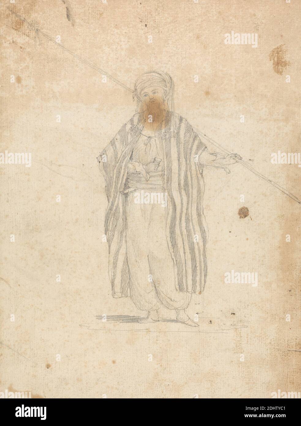 Studien von zwei Männern, James Bruce, 1730–1794, britisch, undatiert, Graphit auf dickem, mäßig strukturiertem, cremefarbenem Wove-Papier, Blatt: 11 1/2 × 14 1/4 Zoll (29.2 × 36.2 cm Stockfoto