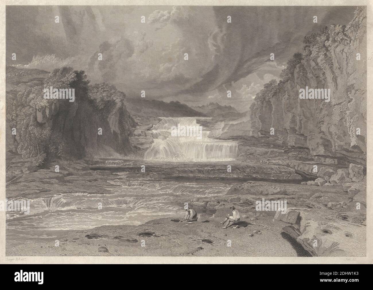 St. Anne's Hill, No. I, Edward Alfred Goodall, 1819–1908, britisch, nach Joseph Mallord William Turner, 1775–1851, britisch, 1834, Strichgravur auf dickem, leicht strukturiertem, cremefarbenem, gewobeltem Papier, mit cremefarbenem, Chine colle, Blatt: 17 5/16 × 11 7/8 cm (× 44 30.2 Zoll), Platte: 11 7/16 × 6 Zoll (29.1 × 15.2 cm), Chine collé: 11 3/16 × 5 1/2 Zoll (28.4 × 14 cm) und Bild: 2 1/4 × 3 1/2 Zoll (5.7 × 8.9 cm) Stockfoto