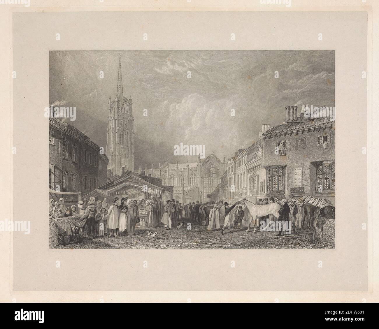 Louth, Lincolnshire, William Radclyffe, 1780–1855, britisch, nach Joseph Mallord William Turner, 1775–1851, britisch, 1827-1838, Strichgravur, Kupferstichproof Stockfoto