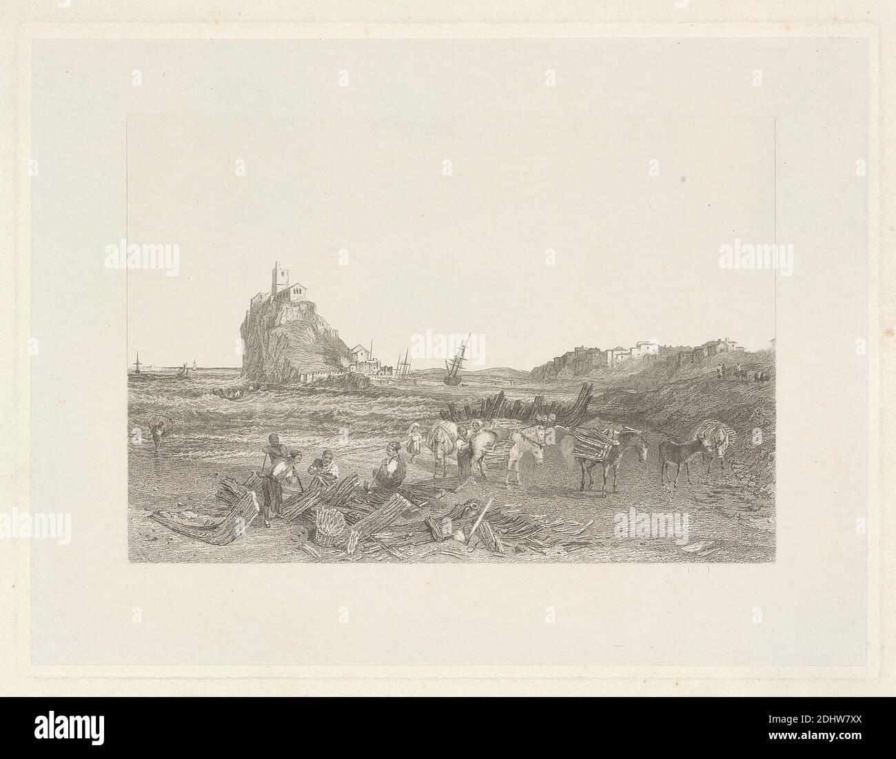 Mount St. Michael, Cornwall, S. Fisher, aktiv 1831–1844, nach Joseph Mallord William Turner, 1775–1851, britisch, 1827–1838, Offene Radierung Stockfoto