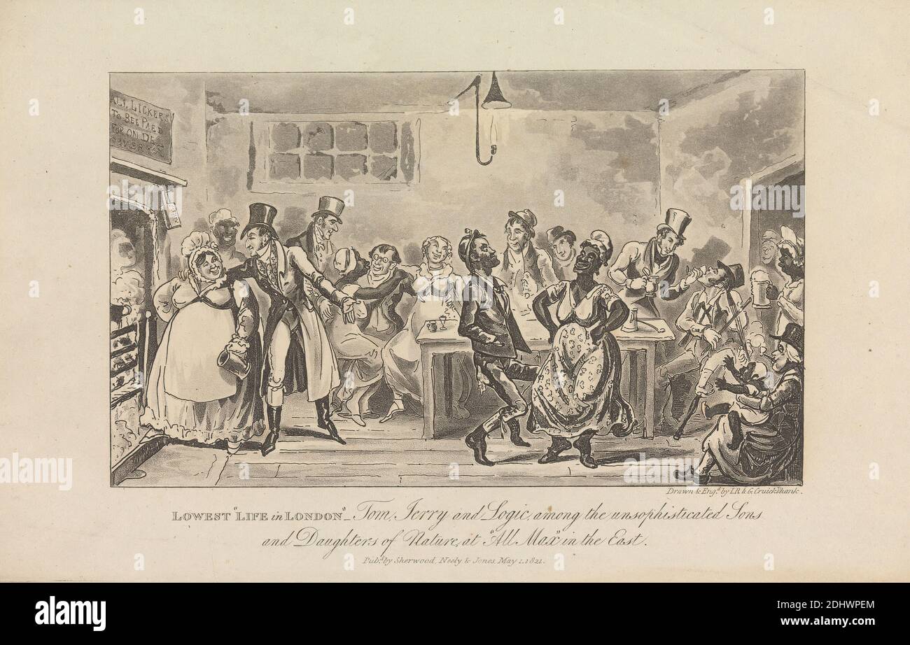 Lowest 'Life in London'..., George Cruikshank, 1792–1878, British, 1. Mai 1821 Stockfoto