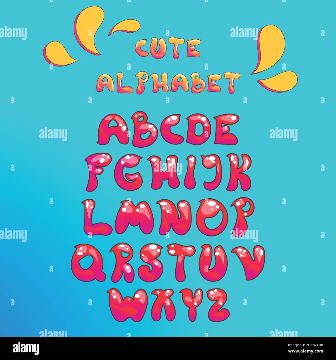 Nettes englisches Alphabet in hellen Farben Stock Vektor