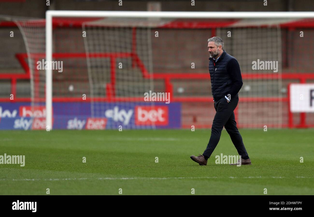 CRAWLEY, ENGLAND. 12. DEZEMBER Barrow-Manager David Dunn vor dem Sky Bet League 2 Spiel zwischen Crawley Town und Barrow im Broadfield Stadium, Crawley am Samstag, 12. Dezember 2020. (Quelle: Chris Booth) Quelle: MI News & Sport /Alamy Live News Stockfoto