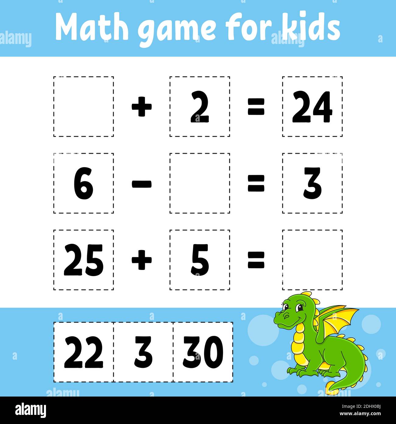 Mathe Spiel für Kinder. Arbeitsblatt zur Entwicklung von Schulungen Mathe Spiel für Kinder. Arbeitsblatt zur Entwicklung von Schulungen