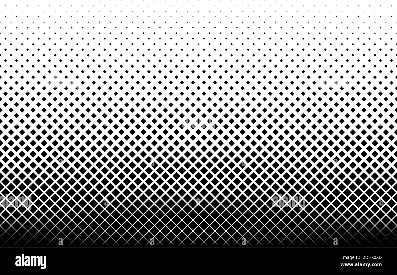 Geometrisches Muster basierend auf Quadraten auf weißem Hintergrund.Nahtlos in eine Richtung.kurzer Ausblenden. 46Figuren in der Höhe. Die radiale Transformation meth Stock Vektor