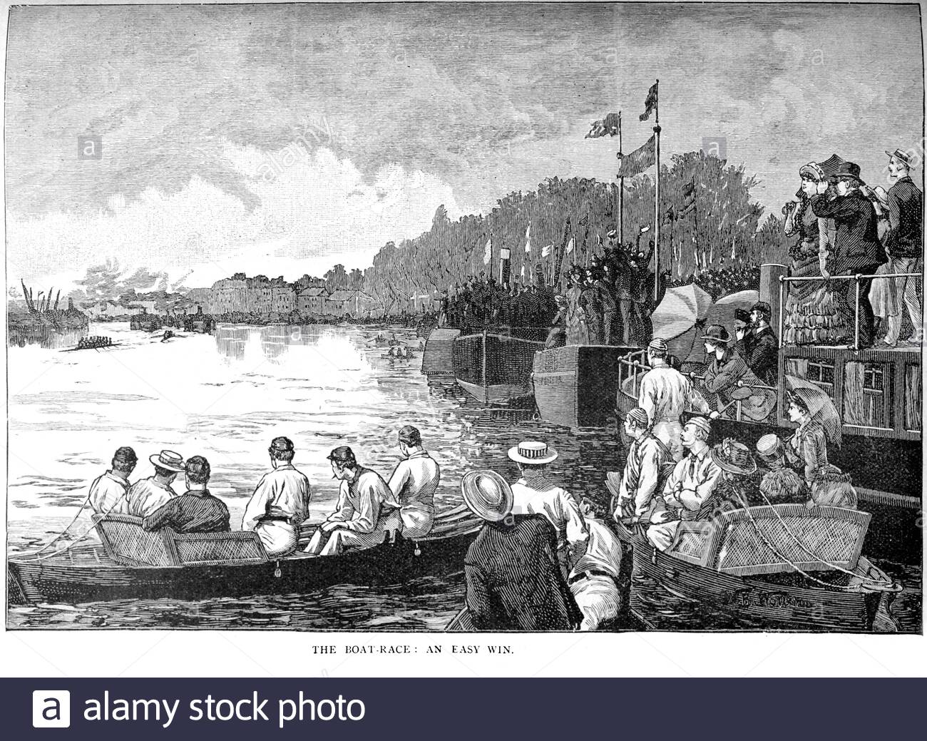 The Oxford V Cambridge Boat Race, Vintage Illustration von 1886 Stockfoto