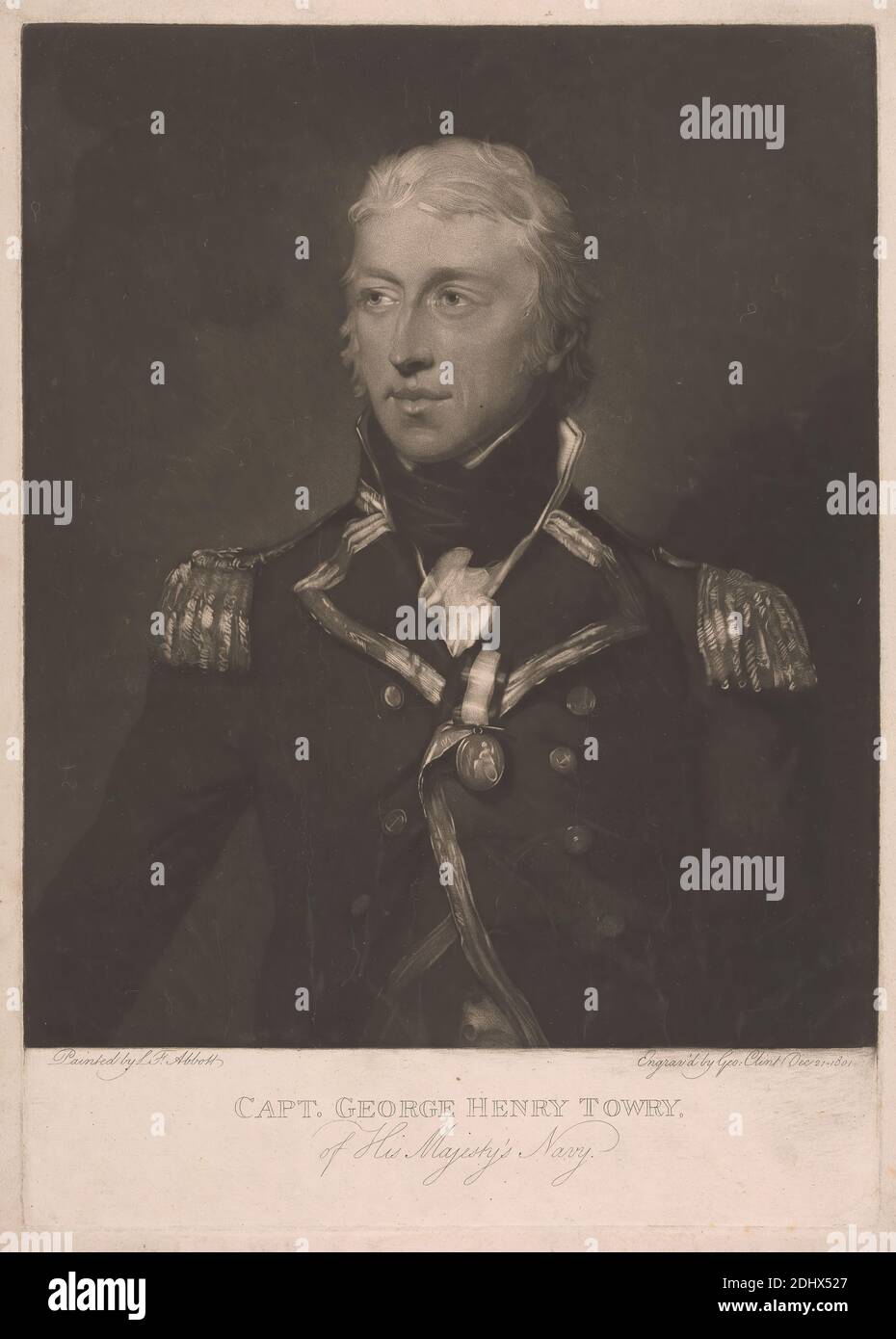 Captain George Henry Towry, George Clint, 1770–1854, britisch, nach Lemuel Francis Abbott, ca. 1760–1802, britisch, 1801, Mezzotint, Blatt: 9 7/8 x 13 (25.1 x 35,2 cm Stockfoto