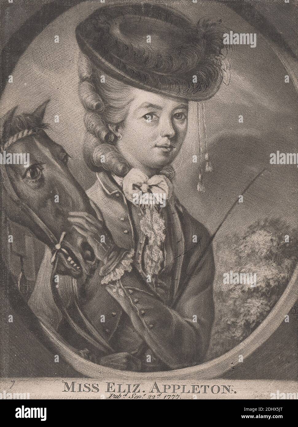 Miss Elizabeth Appleton, unbekannte Künstlerin, achtzehnten Jahrhundert, 1777, Mezzotint, Blatt: 9 15/16in. (25,2 cm Stockfoto