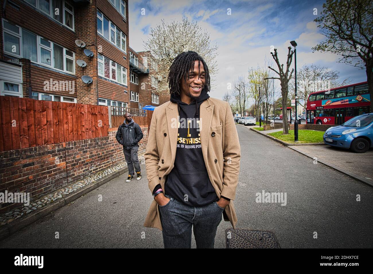 Großbritannien / England /London /Justin Finlayson Fonder des Projekts «United Borders» Bus. Stockfoto