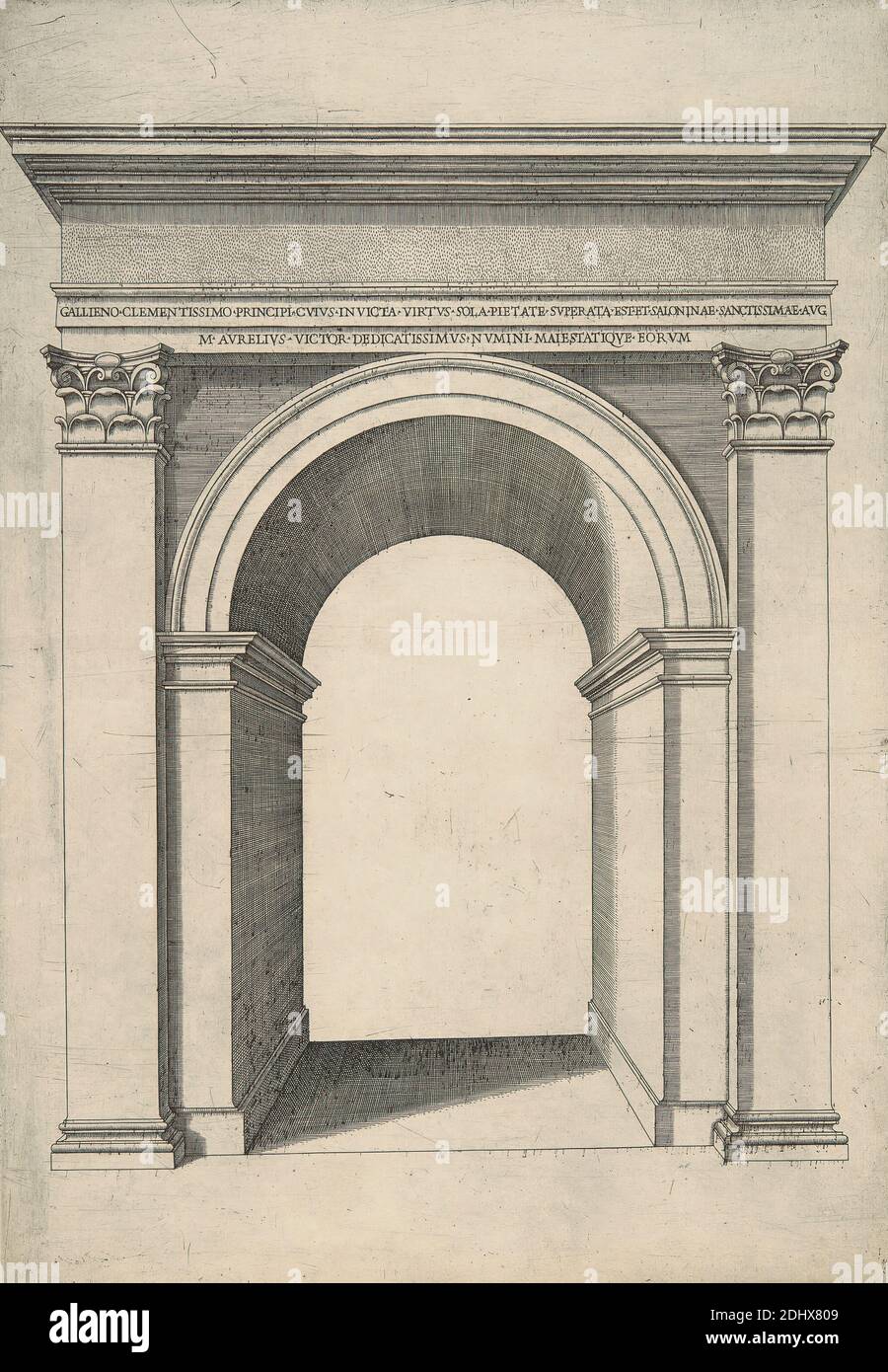 Speculum Romanae Magnificentiae, Antonio Lafreri, 1512–1577, französisch, 1546-1590, Strichgravur auf mittelschwerem, leicht strukturiertem, cremefarbenen Papier Stockfoto