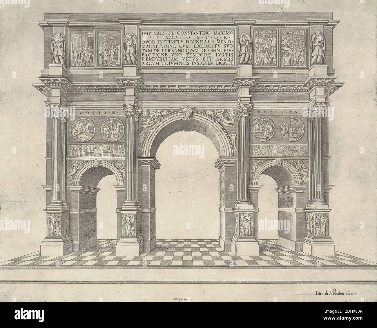Speculum Romanae Magnificentiae, Antonio Lafreri, 1512–1577, französisch, 1546-1590, Strichgravur auf mittelschwerem, leicht strukturiertem, cremefarbenen Papier Stockfoto