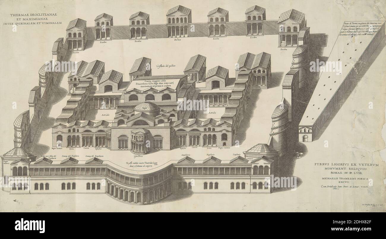 Speculum Romanae Magnificentiae, Antonio Lafreri, 1512–1577, französisch, 1546-1590, Strichgravur auf mittelschwerem, leicht strukturiertem, cremefarbenen Papier Stockfoto