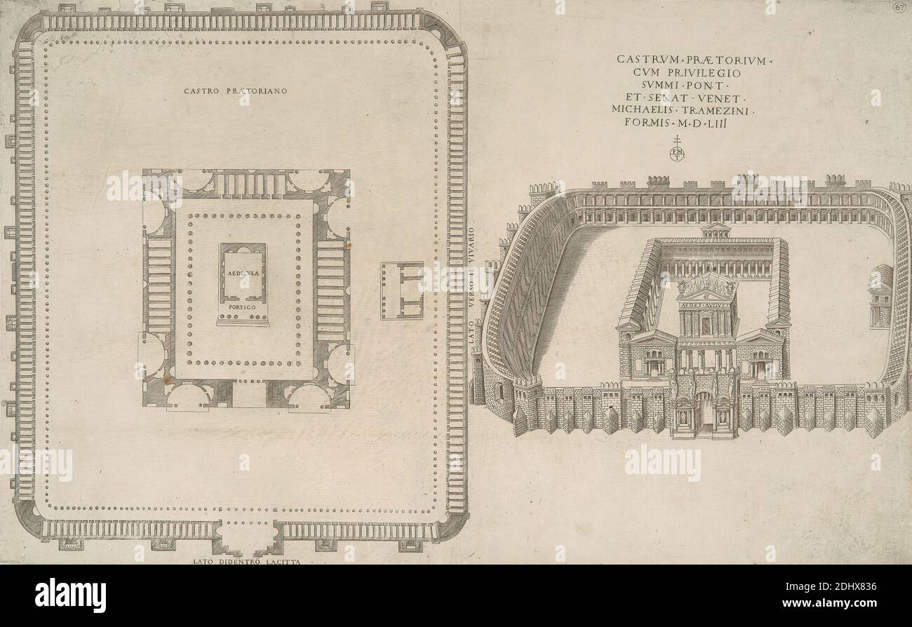 Speculum Romanae Magnificentiae, Antonio Lafreri, 1512–1577, französisch, 1546-1590, Strichgravur auf mittelschwerem, leicht strukturiertem, cremefarbenen Papier Stockfoto