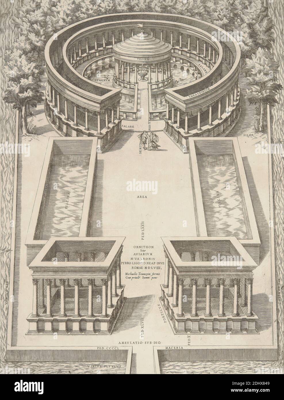 Speculum Romanae Magnificentiae, Antonio Lafreri, 1512–1577, französisch, 1546-1590, Strichgravur auf mittelschwerem, leicht strukturiertem, cremefarbenen Papier Stockfoto
