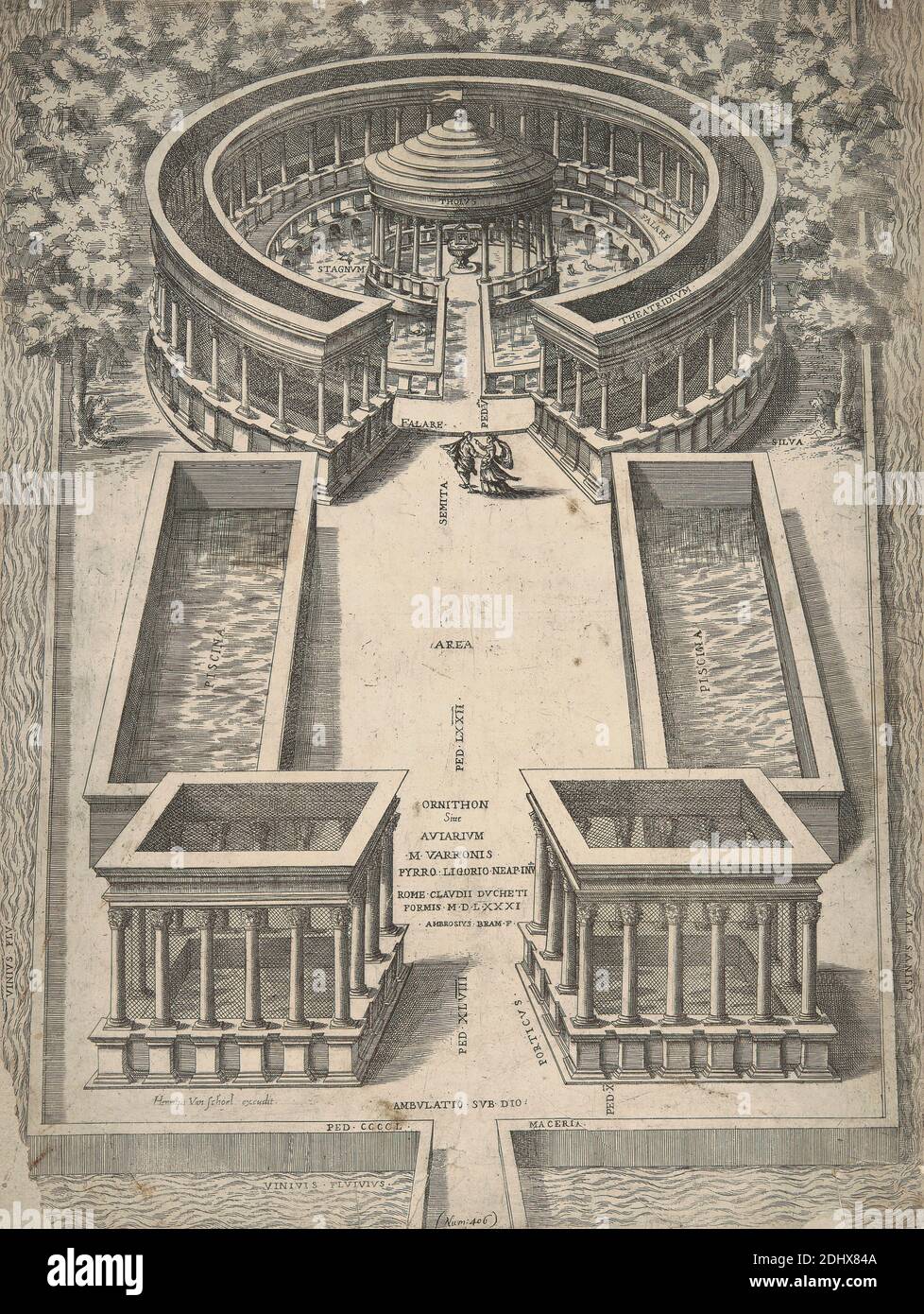 Speculum Romanae Magnificentiae, Antonio Lafreri, 1512–1577, französisch, 1546-1590, Strichgravur auf mittelschwerem, leicht strukturiertem, cremefarbenen Papier Stockfoto