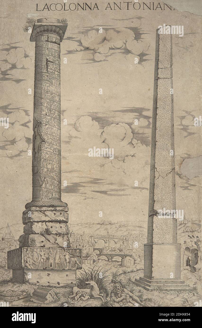 Speculum Romanae Magnificentiae, Antonio Lafreri, 1512–1577, französisch, 1546-1590, Strichgravur auf mittelschwerem, leicht strukturiertem, cremefarbenen Papier Stockfoto