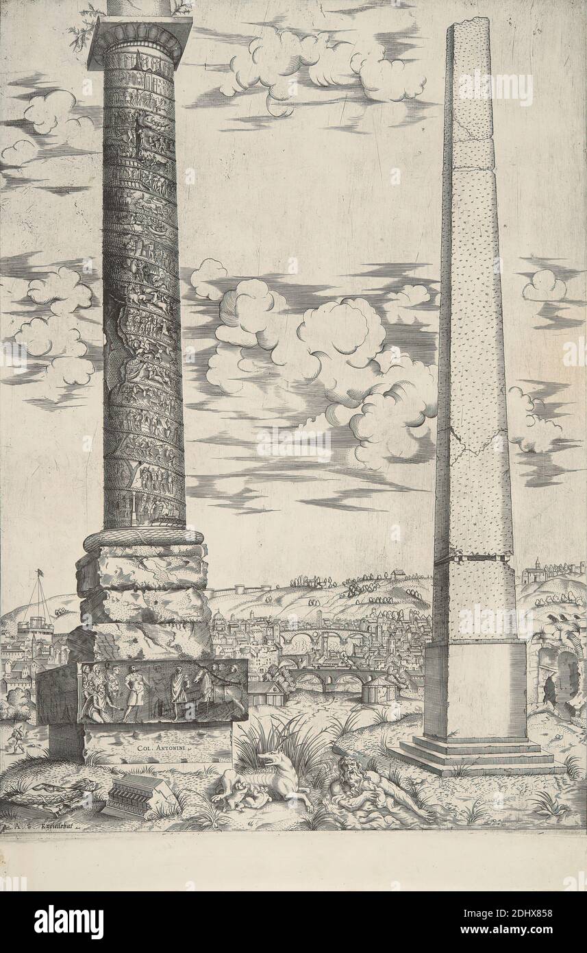 Speculum Romanae Magnificentiae, Antonio Lafreri, 1512–1577, französisch, 1546-1590, Strichgravur auf mittelschwerem, leicht strukturiertem, cremefarbenen Papier Stockfoto