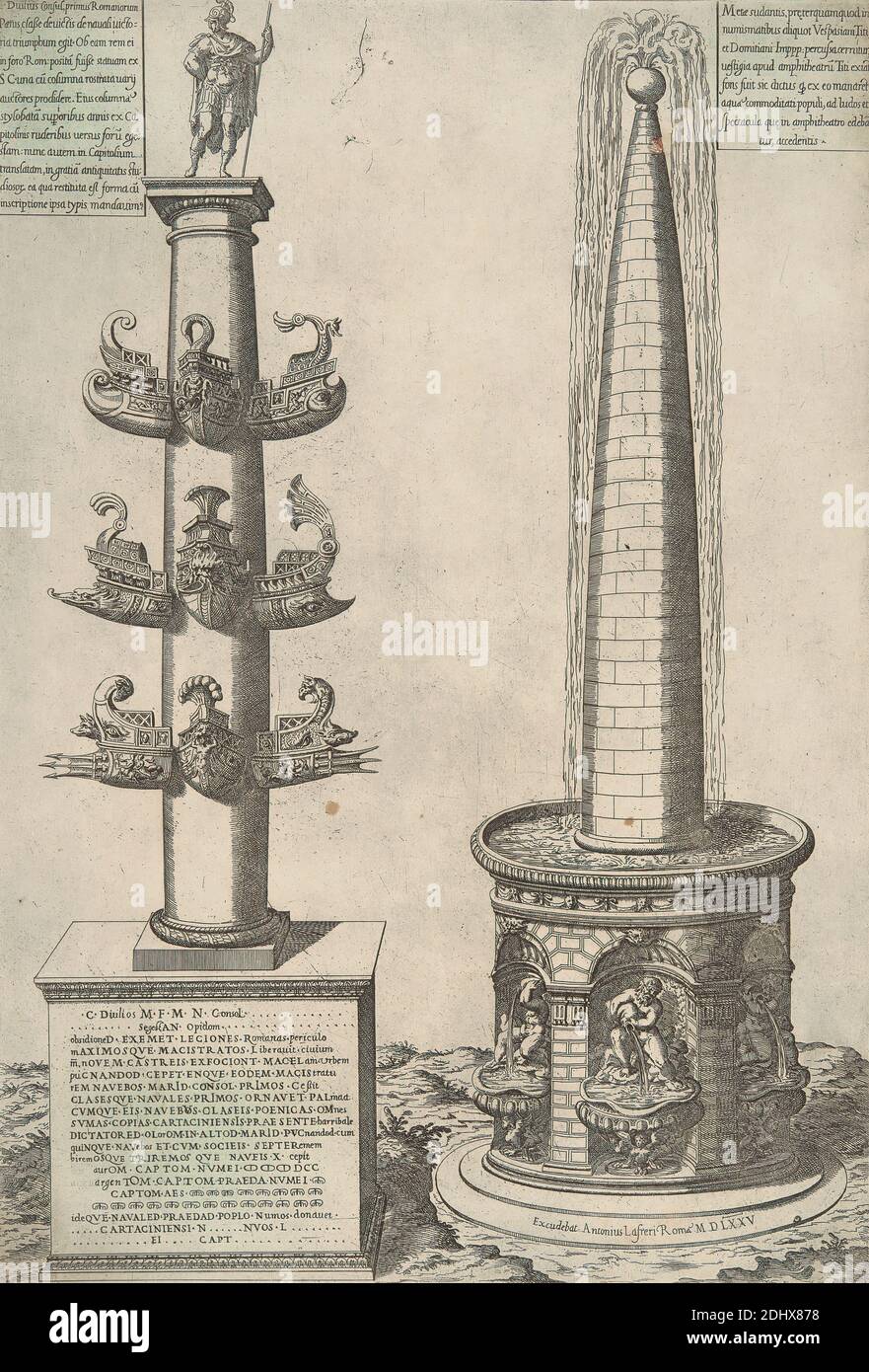 Speculum Romanae Magnificentiae, Antonio Lafreri, 1512–1577, französisch, 1546-1590, Strichgravur auf mittelschwerem, leicht strukturiertem, cremefarbenen Papier Stockfoto