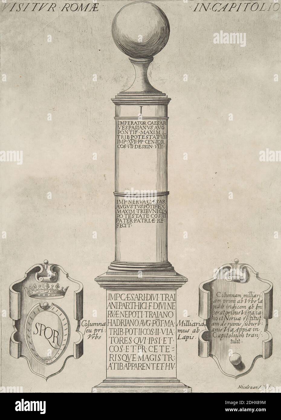 Speculum Romanae Magnificentiae, Antonio Lafreri, 1512–1577, französisch, 1546-1590, Strichgravur auf mittelschwerem, leicht strukturiertem, cremefarbenen Papier Stockfoto