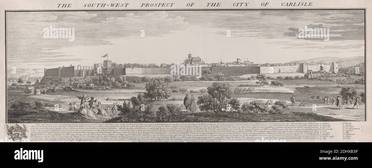 SW. Aussicht auf Carlisle, Samuel Buck, 1696–1779, Brite, Nathaniel Buck, aktiv 1727–1753, 1731–1748, Graving Stockfoto