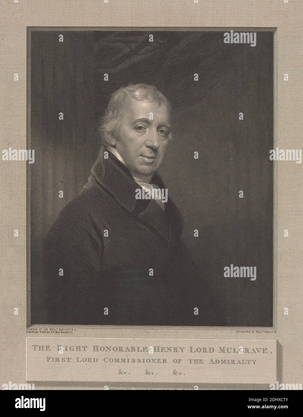 The Honourable Henry, Lord Mulgrave, 1. Earl of Mulgrave, William Skelton, 1763–1848, britisch, nach Sir William Beechey, 1753–1839, britisch, 1808, Strichgravur auf mäßig dickem, mäßig strukturiertem, cremefarbenem, gedecktem Papier, Blatt: 18 × 35.4 cm (45.7 × 13 15/16 Zoll) und Bild: 13 7/16 × 11 Zoll (34.1 × 27.9 cm Stockfoto