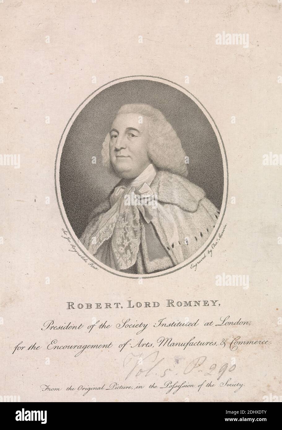 Robert Marsham, 2. Baron Romney, Charles Sherwin, c. 1764–1794, undatiert, Stipple Gravur auf Medium, leicht strukturiert, creme, Papier gelegt, Blatt: 6 11/16 × 4 11/16 Zoll (17 × 11.9 cm) und Bild: 3 3/16 × 2 11/16 Zoll (8.1 × 6.8 cm Stockfoto