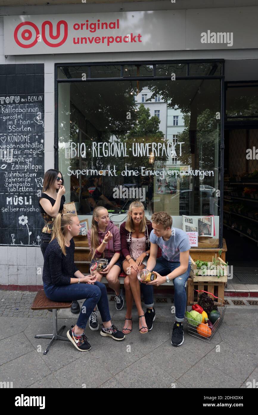 Deutschland / Berlin /Original Unverpackt, ein deutscher Concept Store, der Lebensmittel ohne Verpackung verkauft Stockfoto