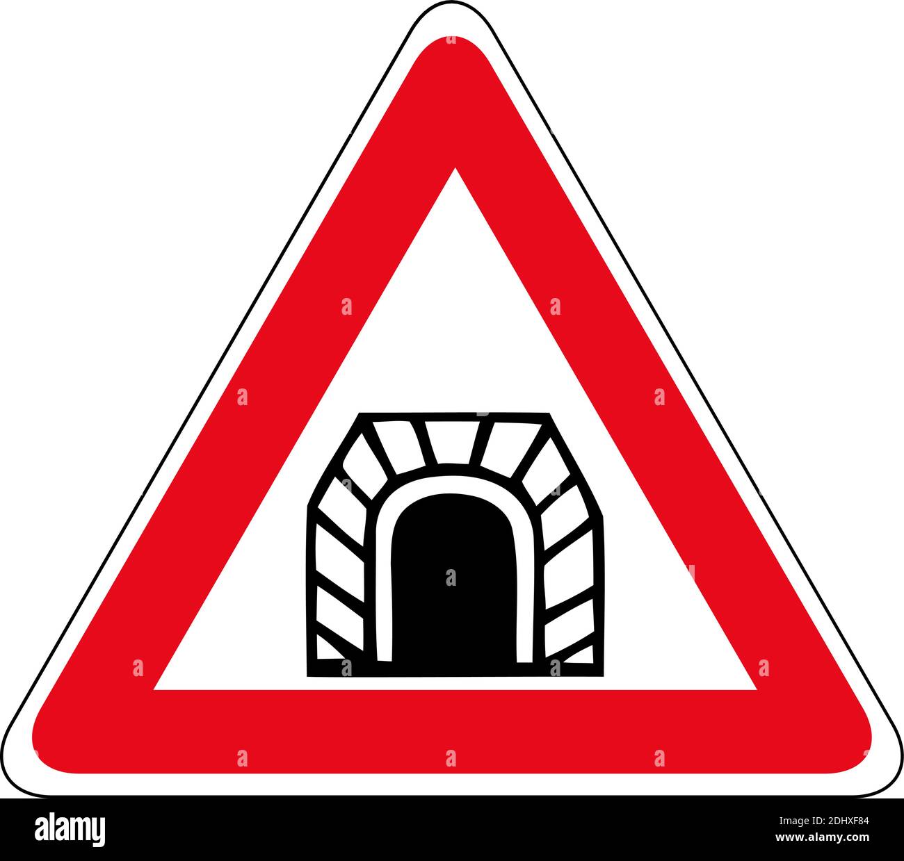 Tunnel vor dem Straßenschild. schild Tunnel Symbol. Symbol für den Vector Road Tunnel. Warnschilder. Verkehrstraining. Verkehrsregeln. Verkehrszeichen. Verkehrszeichen Stock Vektor