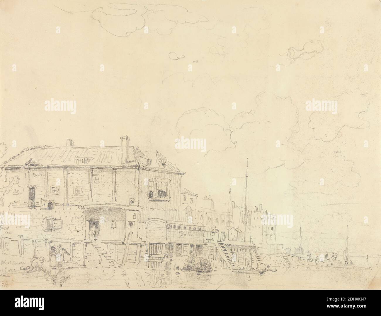 West Cowes, 12. Juni, Capt. Thomas Hastings, 1778–1854, britisch, zwischen 1826 und 1830, Graphit auf mittlerem, leicht strukturiertem, cremefarbenem Wove-Papier, Blatt: 8 × 10 1/2 Zoll (20.3 × 26.7 cm) Stockfoto
