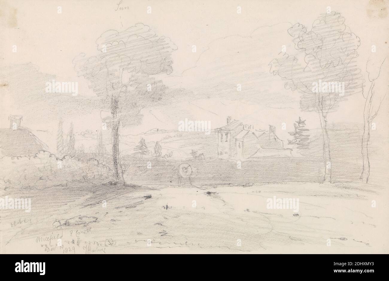 Millfield, East Cowes, 10. Dezember 1829, Capt. Thomas Hastings, 1778–1854, British, 1829, Graphit auf mittlerem, leicht strukturiertem, cremefarbenem Papier, Blatt: 1/4 × × cm (5 13.3 20.3 8 Zoll) Stockfoto