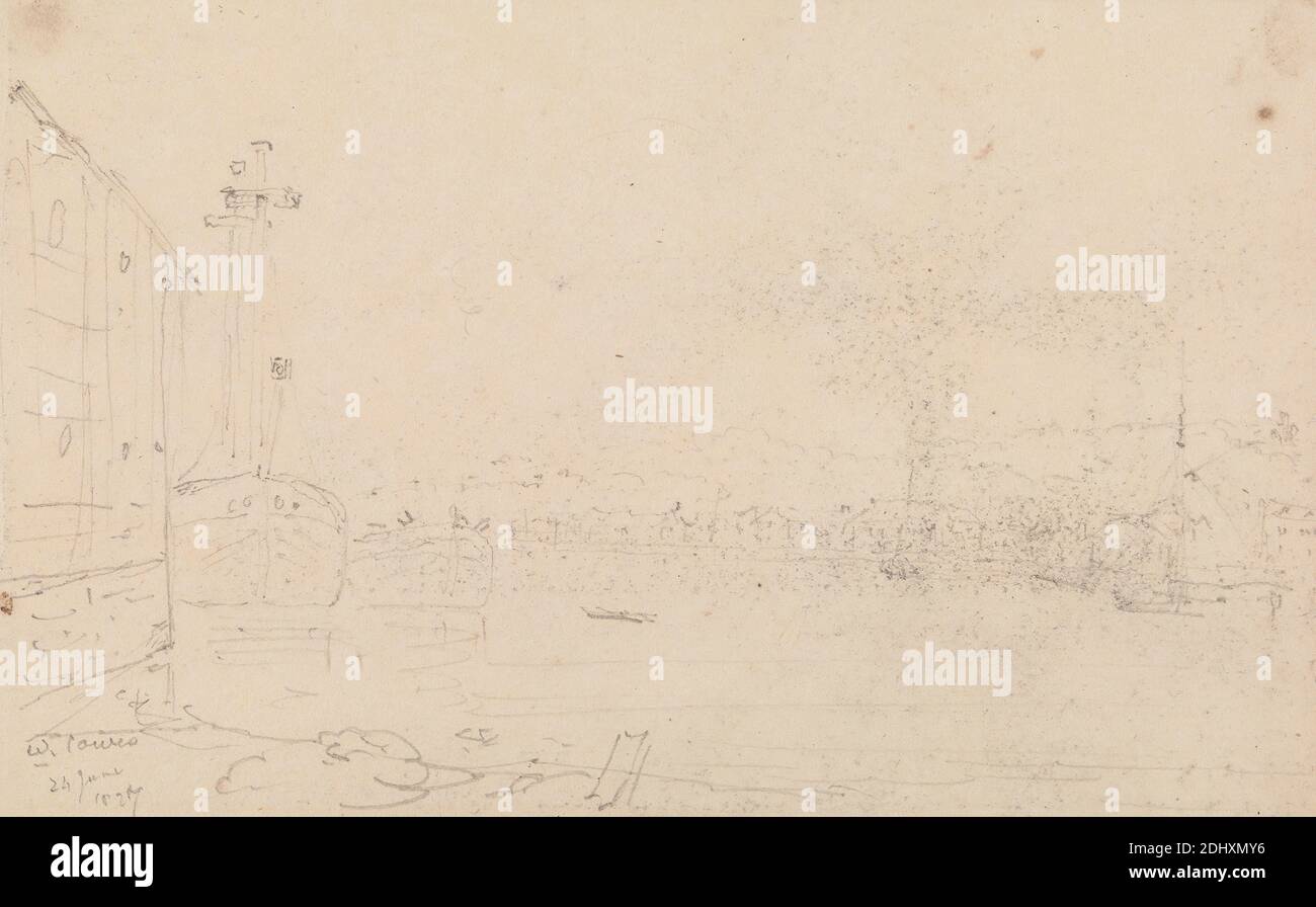 West Cowes, 24 June 1827, Capt. Thomas Hastings, 1778–1854, British, 1827, Graphit auf mittlerem, leicht strukturiertem, cremefarbenem Papier, Blatt: 1/2 × × cm (4 11.4 17.8 7 Zoll) Stockfoto