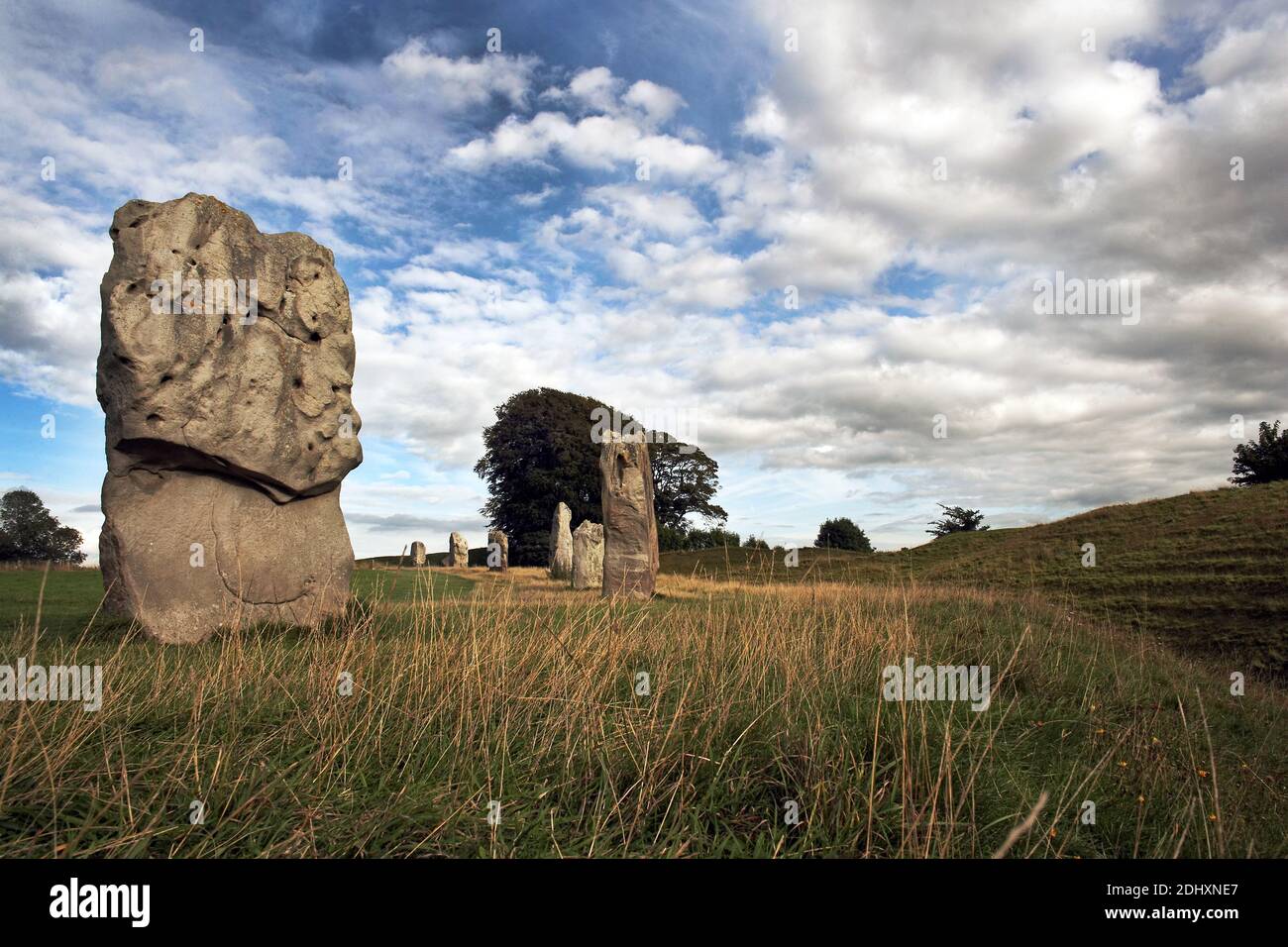 The Neolithic Standing Stones, Stone Circles und Henge in Avebury, Wiltshire. Ein englisches Erbe und Weltkulturerbe. Stockfoto