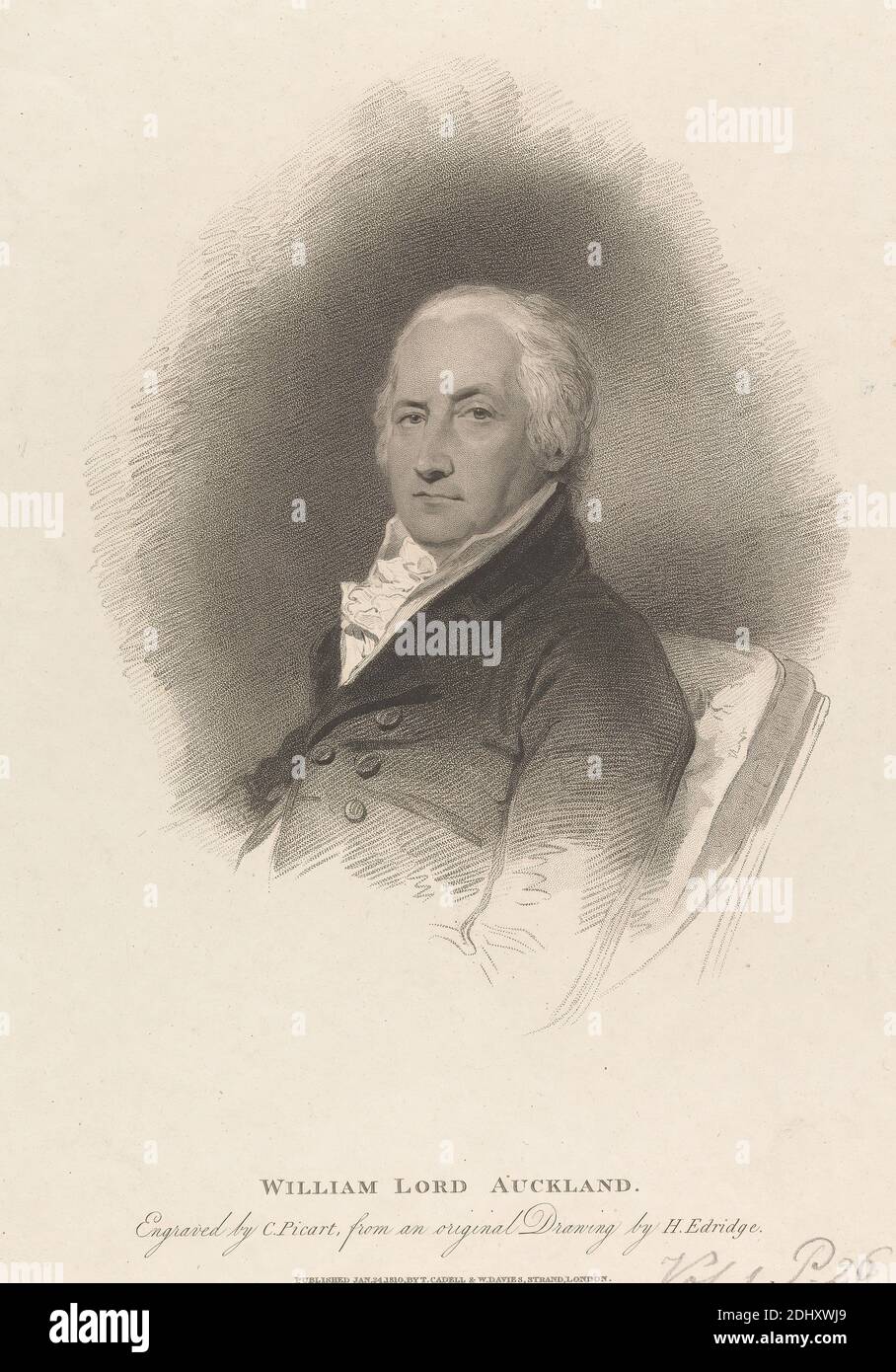 William Eden, 1. Baron Auckland, Charles Picart, c.1780–1837, britisch, nach Henry Edridge, 1769–1821, britisch, 1810, Stippelstich auf mäßig dickem, leicht strukturiertem, cremefarbenen, gewobenem Papier, Blatt: 12 1/8 × 8 11/16 Zoll (30.8 × 22.1 cm Stockfoto