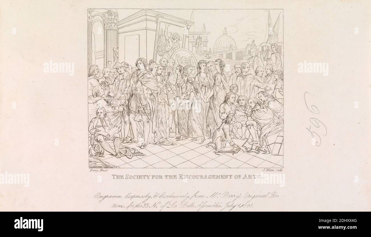 Designs for the Great Room of the Society of Arts (4 von 1 Blatt), James Mitan, 1776–1822, britisch, nach James Barry, 1741–1806, irisch, 1808, Gravur, Blatt: 3 7/8 x 3 7/8in. (9.8 x 9,8 cm Stockfoto