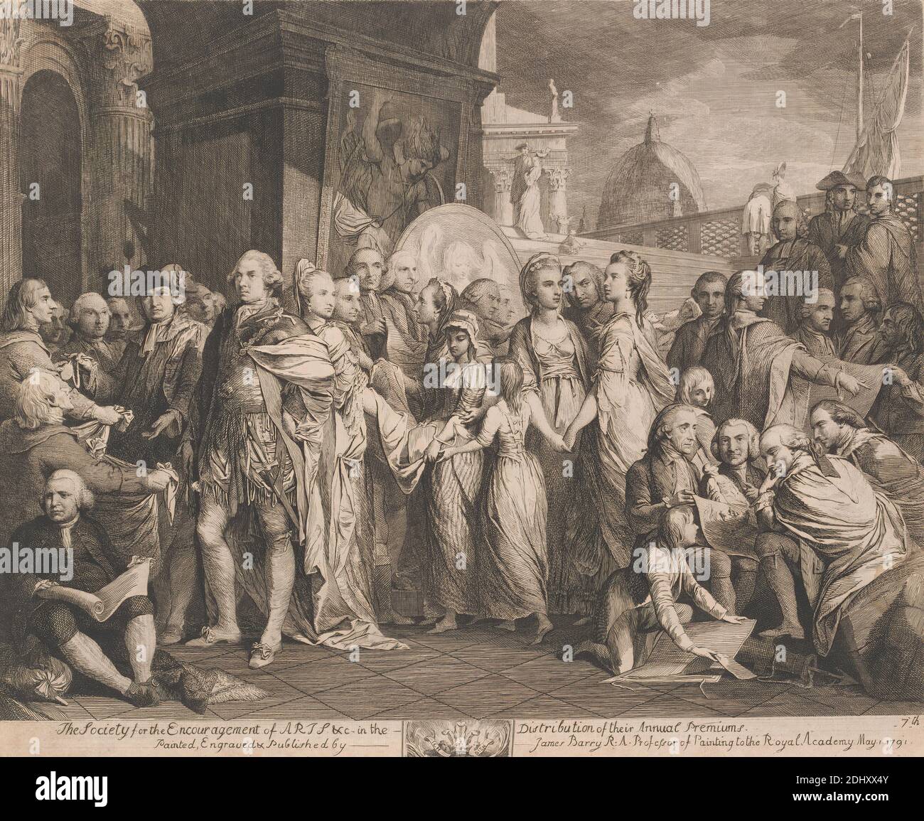 The Society for the Encouragement of the Arts (2 Exemplare), James Barry, 1741–1806, Irisch, nach 1783, Gravur, Blatt: 16 x 19in. (40.6 x 48,3 cm Stockfoto