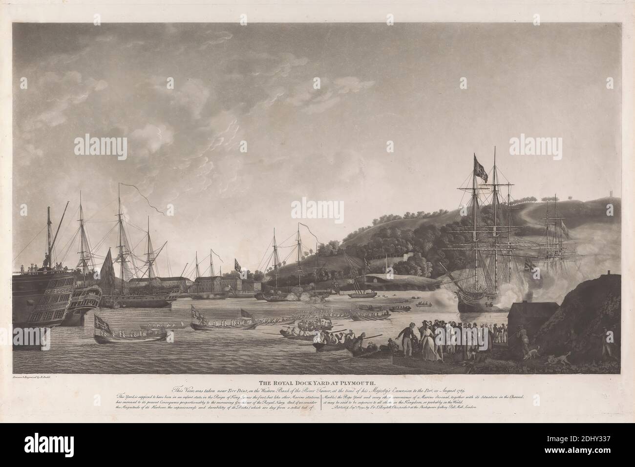 The Royal Dockyard at Plymouth, Robert Dodd, 1748–1816, British, c. 1790, Aquatint, Blatt: 14 13/16 x 25 5/8 Zoll (37.6 x 65,1 cm Stockfoto