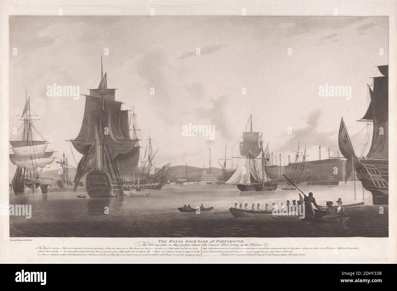 The Royal Dockyard at Portsmouth, Robert Dodd, 1748–1816, British, c. 1790, Aquatint, Blatt: 14 7/8 x 15 5/8 Zoll (37.8 x 39,7 cm Stockfoto