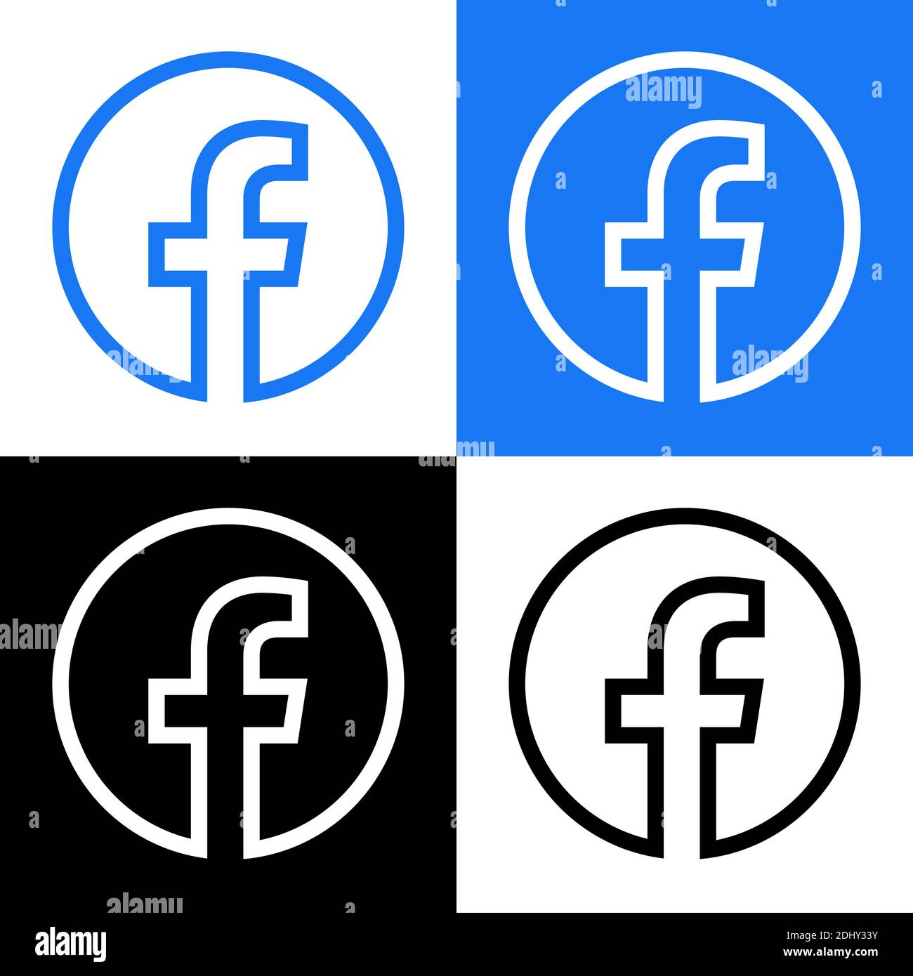 Facebook Logo Vector Set Collection Schwarz Silhouette Form Original Neueste Blaue Farbe Isoliert F Symbol Fur Webseite Mobile App Oder Drucken Stock Vektorgrafik Alamy