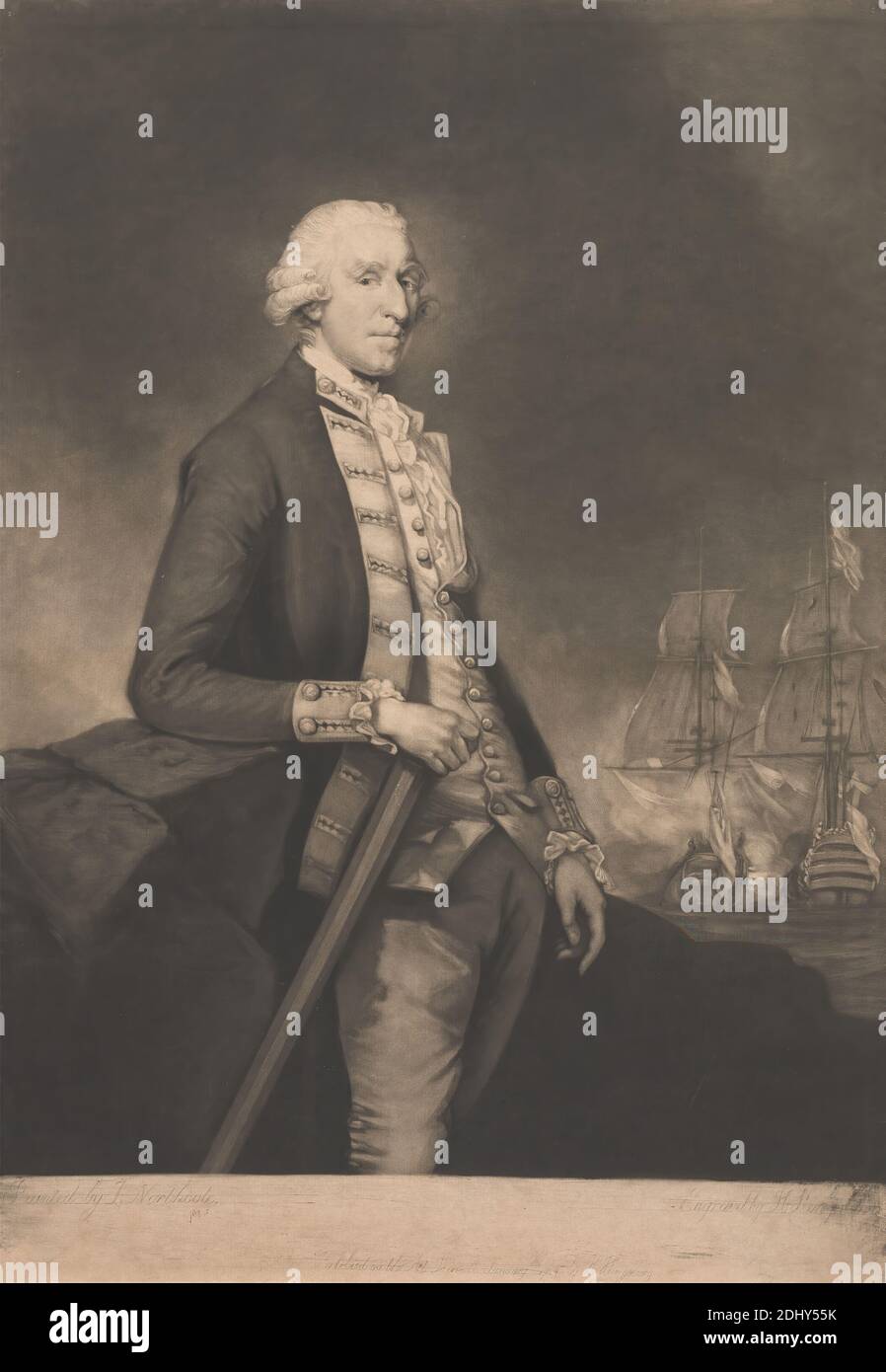 Samuel, Lord Hood, Druck von Henry Kingsbury, aktiv 1750–1780, britisch, nach James Northcote, 1746–1831, britisch, 1783, Mezzotint, Blatt: 19 15/16 x 14 Zoll (50.7 x 35,6 cm Stockfoto