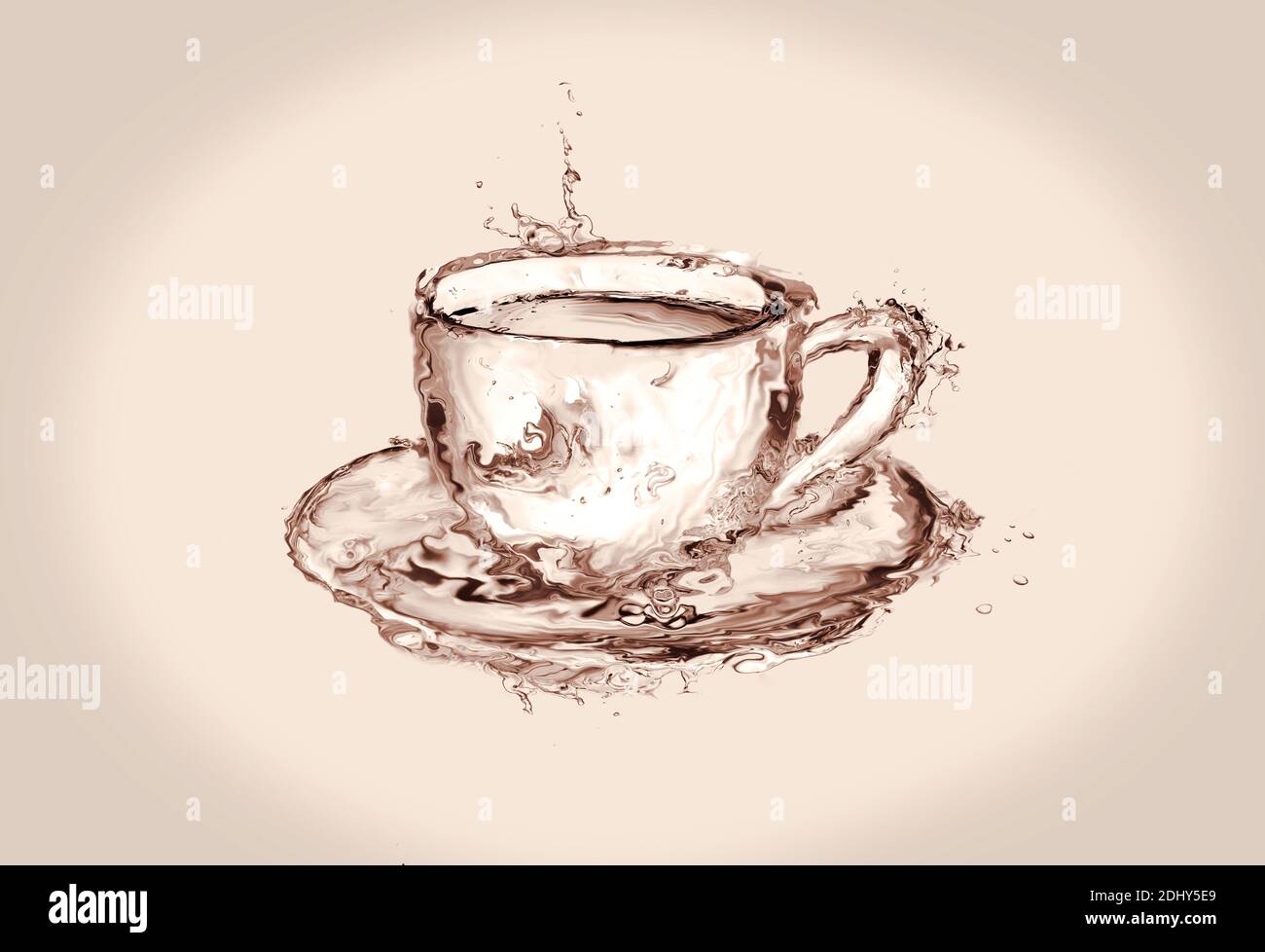 Eine braune Tasse Kaffee aus Wasser. Stockfoto