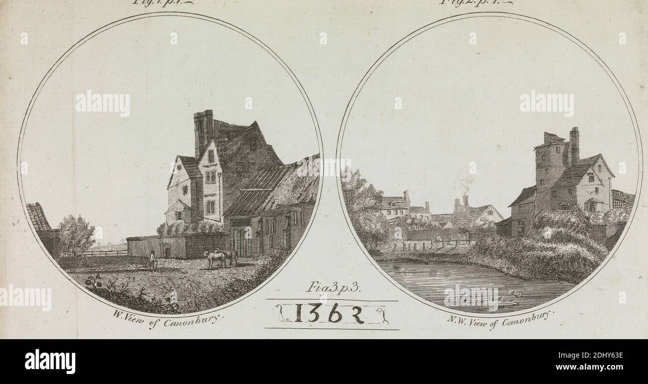 W. und N. W. Ansichten von Canonbury, unbekannter Künstler, siebzehnten Jahrhundert-achtzehnten Jahrhundert, nach unbekannten Künstler, undated, Gravur, Blatt: 4 5/8 x 8 11/16in. (11.7 x 22,1 cm Stockfoto