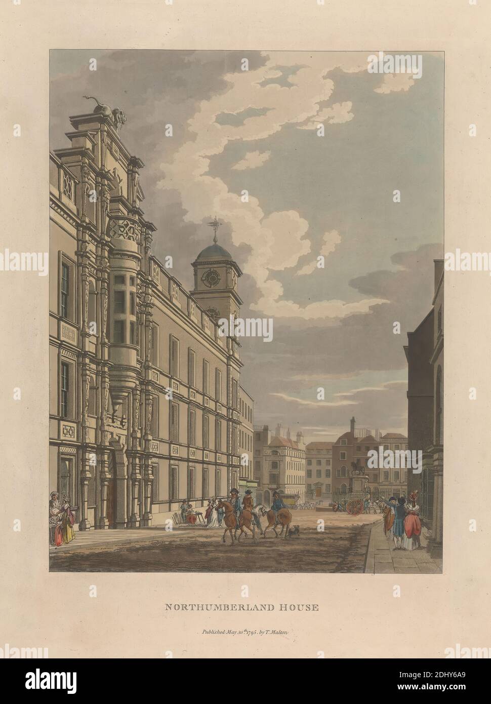 Ansicht von Charing Cross und Northumberland House, Henri Gaugain, aktiv 1833–1844, nach unbekanntem Künstler, ( Bouton & Jaime ), 1830, Aquatint, handfarbig, Blatt: 15 1/4 x 11 1/2 Zoll (38.7 x 29,2 cm Stockfoto
