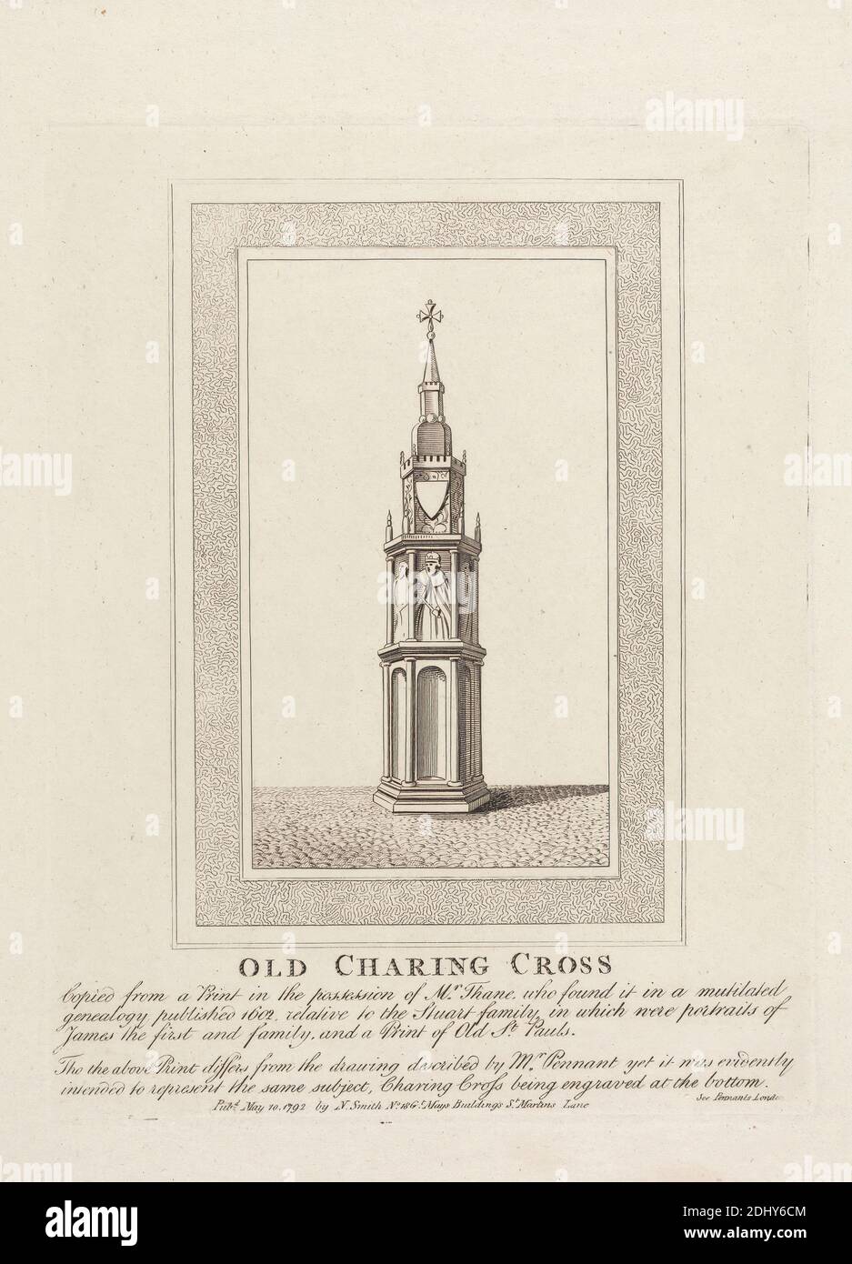 Altes Charing-Kreuz, unbekannter Künstler, achtzehnten Jahrhundert, nach unbekannter Künstler, 1792, Gravur, Blatt: 7 11/16in. (19,5 cm Stockfoto
