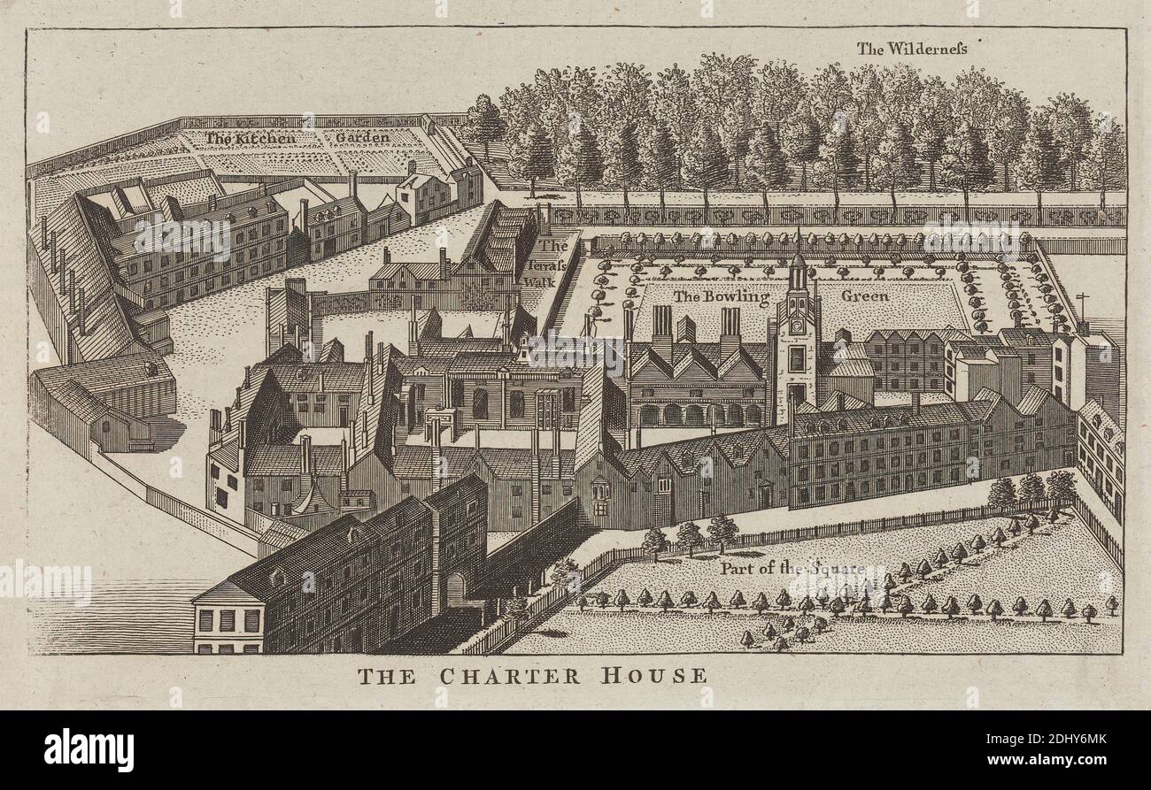 The Charter House, unbekannter Künstler, siebzehnten Jahrhundert-achtzehnten Jahrhundert, nach unbekannten Künstler, undatiert, Gravur, Blatt: 5 1/16 x 8 3/16in. (12.9 x 20,8 cm Stockfoto