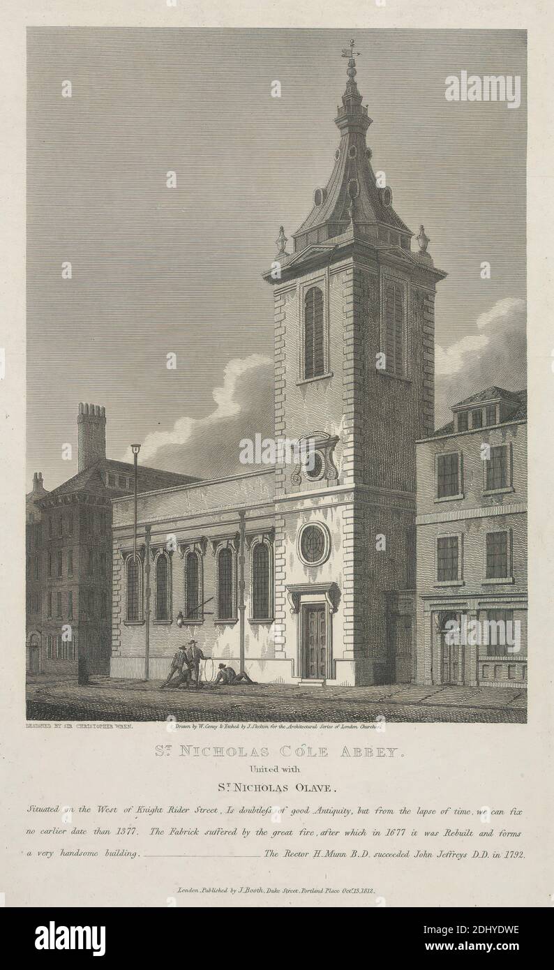 St. Nicholas Cole Abbey, Joseph Skelton, aktiv 1820–1850, nach unbekanntem Künstler, ( W. Coney ), 1812, Radierung, Blatt: 11 5/8 x 7 1/4 Zoll (29.5 x 18,4 cm Stockfoto